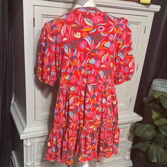 The Pioneer Woman Floral V-Neck Dress with Puff Sleeves Size XL - Picture 6 of 9